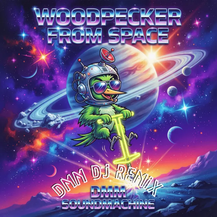 Cover artwork for Woodpecker from Space (Fly, Space Bird, Fly!)